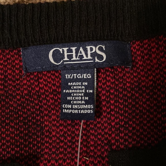 CHAPS. Red and black sweater. Size 1X. NWT - Picture 2 of 8